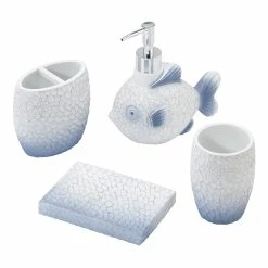 Outlet 💯 Avanti Linens Blue Fin Bay 4 Pc Bath Accessory Set ❤️