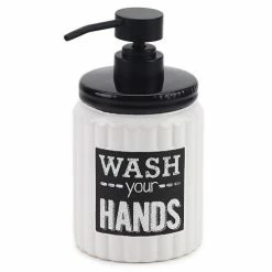 Outlet ⌛ Avanti Linens Chalk It Up White/ Black Ceramic Lotion Pump 😍