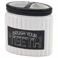 Cheap 🎉 Avanti Linens Chalk It Up White/ Black Ceramic Toothbrush Holder ✔️