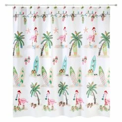 Outlet 🔥 Avanti Linens Flamingo Jingle Shower Curtain 🛒