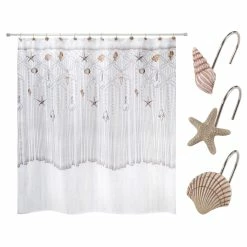 Top 10 ⌛ Avanti Linens Macrame Shells Shower Curtain & Shower Hook Set - Ivory 🤩