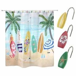 Discount ✔️ Avanti Linens Surf Time Shower Curtain & Shower Hook Set - Multicolor ✔️