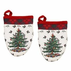Discount 😀 Avanti Linens The Spode 🎅 Christmas Tree® Tartan Mini Oven Mitt 2 Pack 🥰