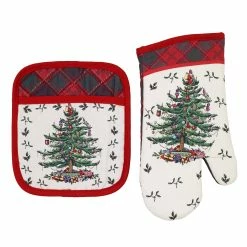 Buy 🌟 Avanti Linens The Spode 🎁 Christmas Tree® Tartan Pot Holder/Oven Mitt Set 😀