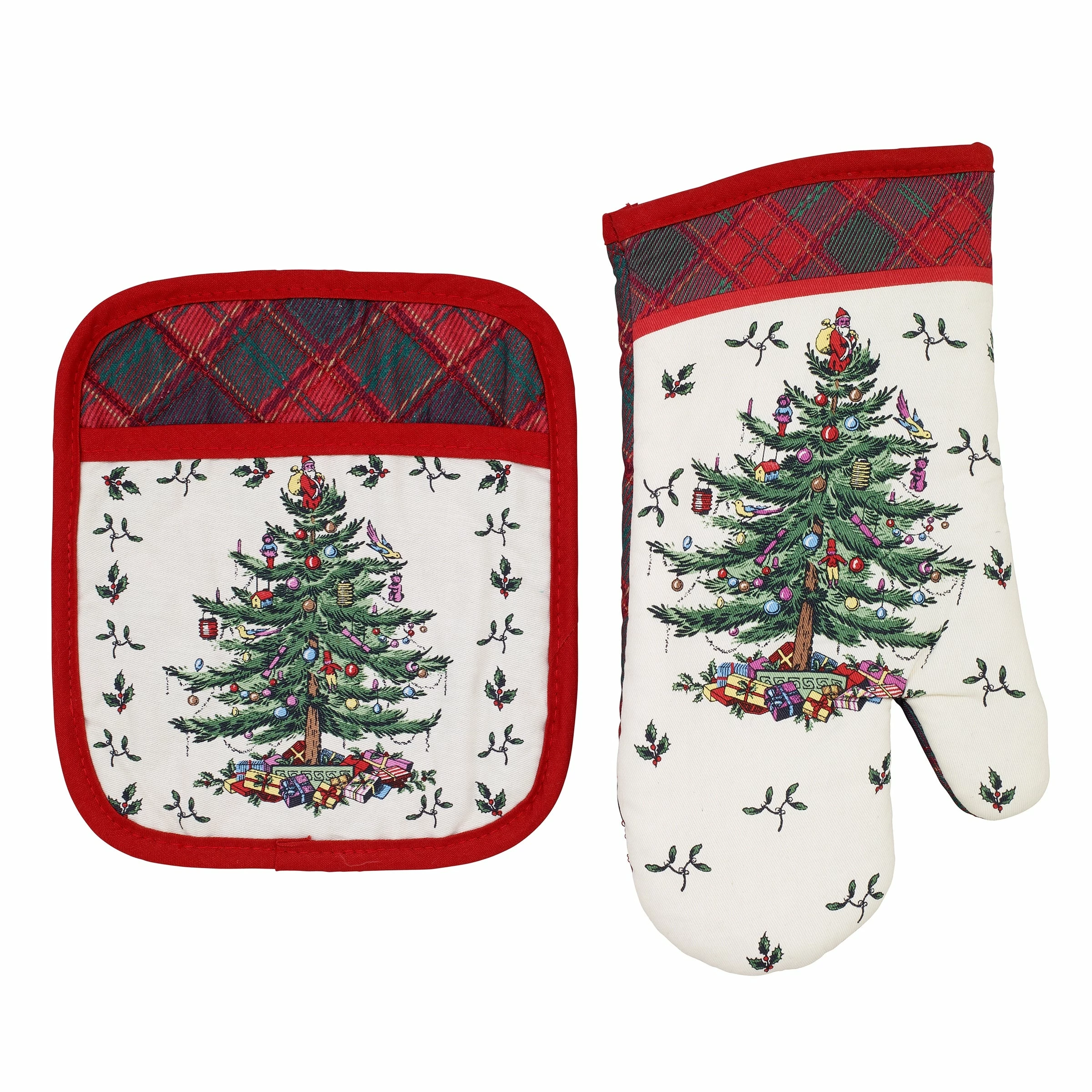 Buy ๐ Avanti Linens The Spode ๐ Christmas Treeยฎ Tartan Pot Holder/Oven Mitt Set ๐