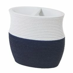 New 🤩 Avanti Linens Wilmington Toothbrush Holder - Navy / White ⌛
